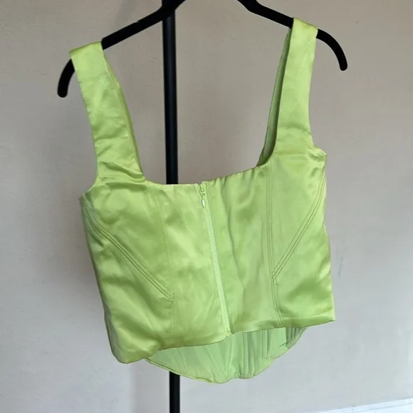 HOUSE OF‎ CB 'Rafa' Lime Satin Longline Corset NWOT size XL